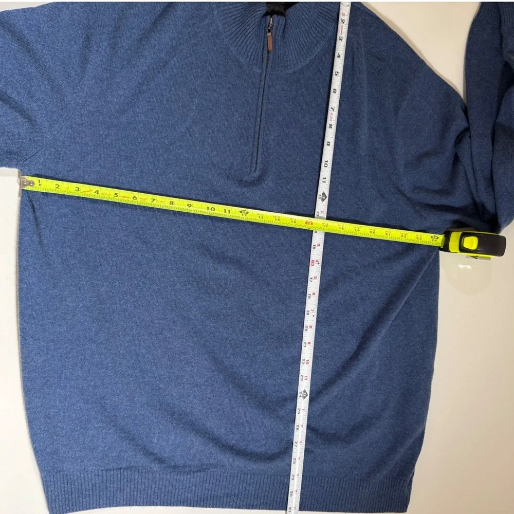 John W Nordstrom Men's XXL Tall Cashmere Quarter Zip Sweater Blue Heather